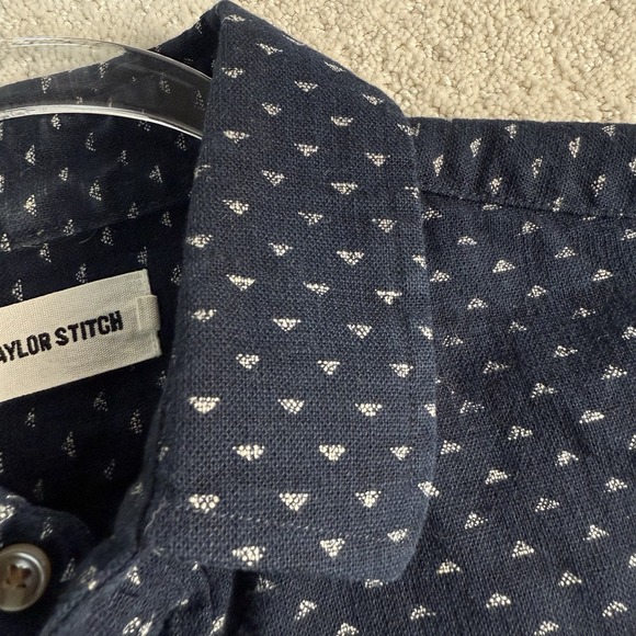 Taylor Stitch The California Shirt Indigo Pyramid Pattern Men's 40 Medium $125 - Picture 8 of 9